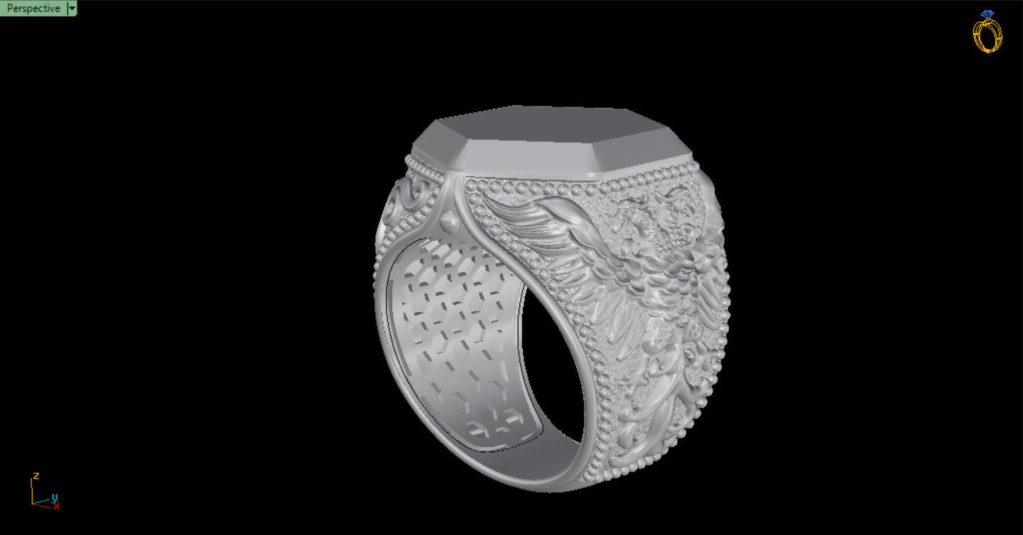 MEN RING WITH EAGLE AND CROSS 3D print model_25