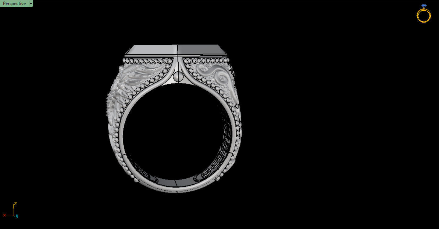 MEN RING WITH EAGLE AND CROSS 3D print model_11