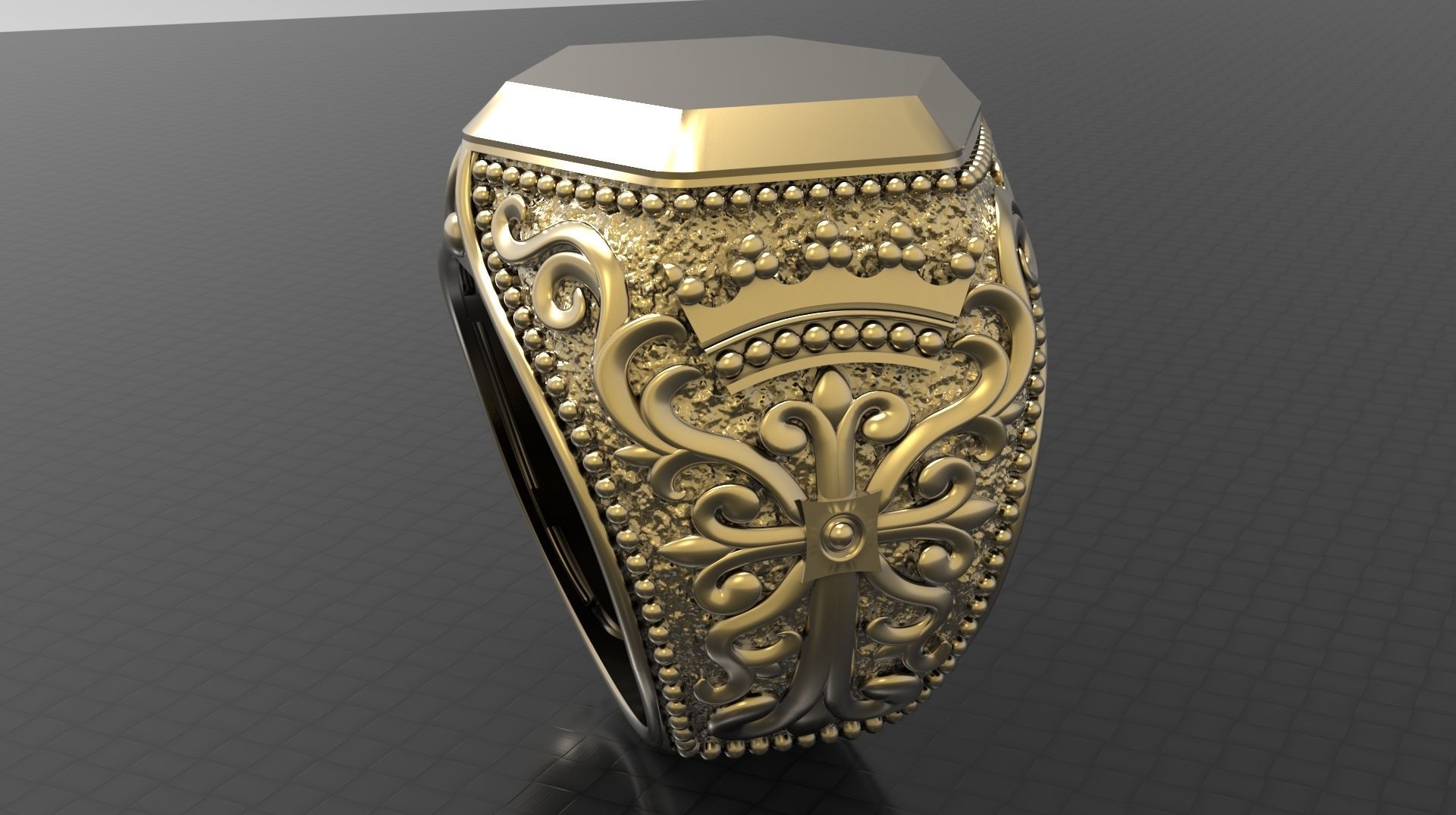 MEN RING WITH EAGLE AND CROSS 3D print model_1