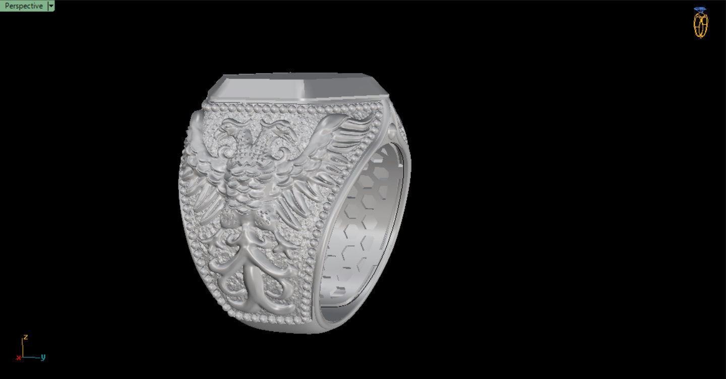 MEN RING WITH EAGLE AND CROSS 3D print model_18