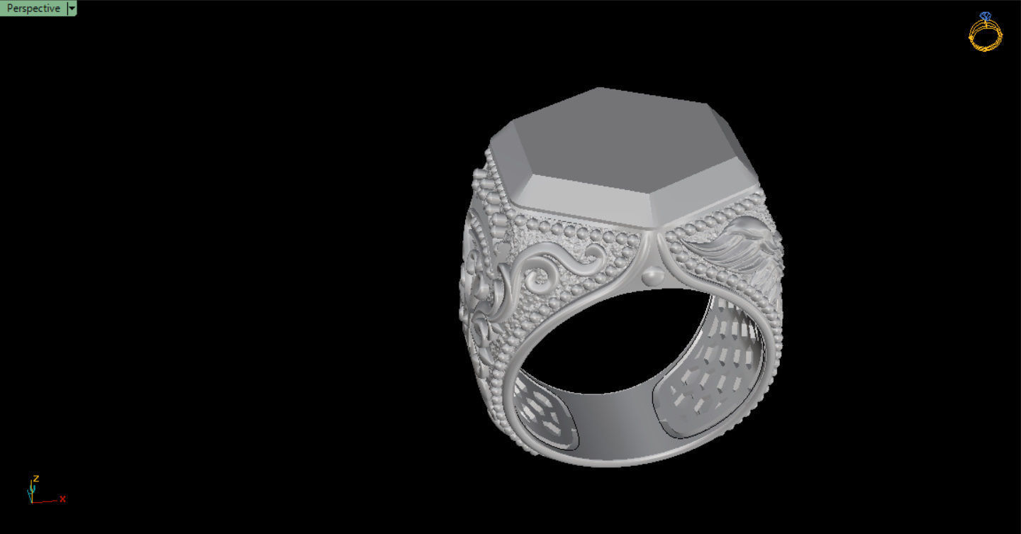 MEN RING WITH EAGLE AND CROSS 3D print model_26