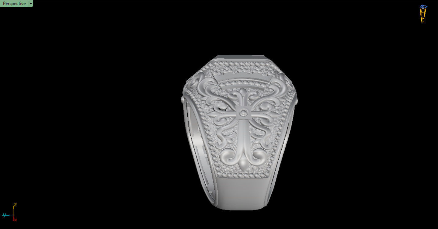 MEN RING WITH EAGLE AND CROSS 3D print model_21