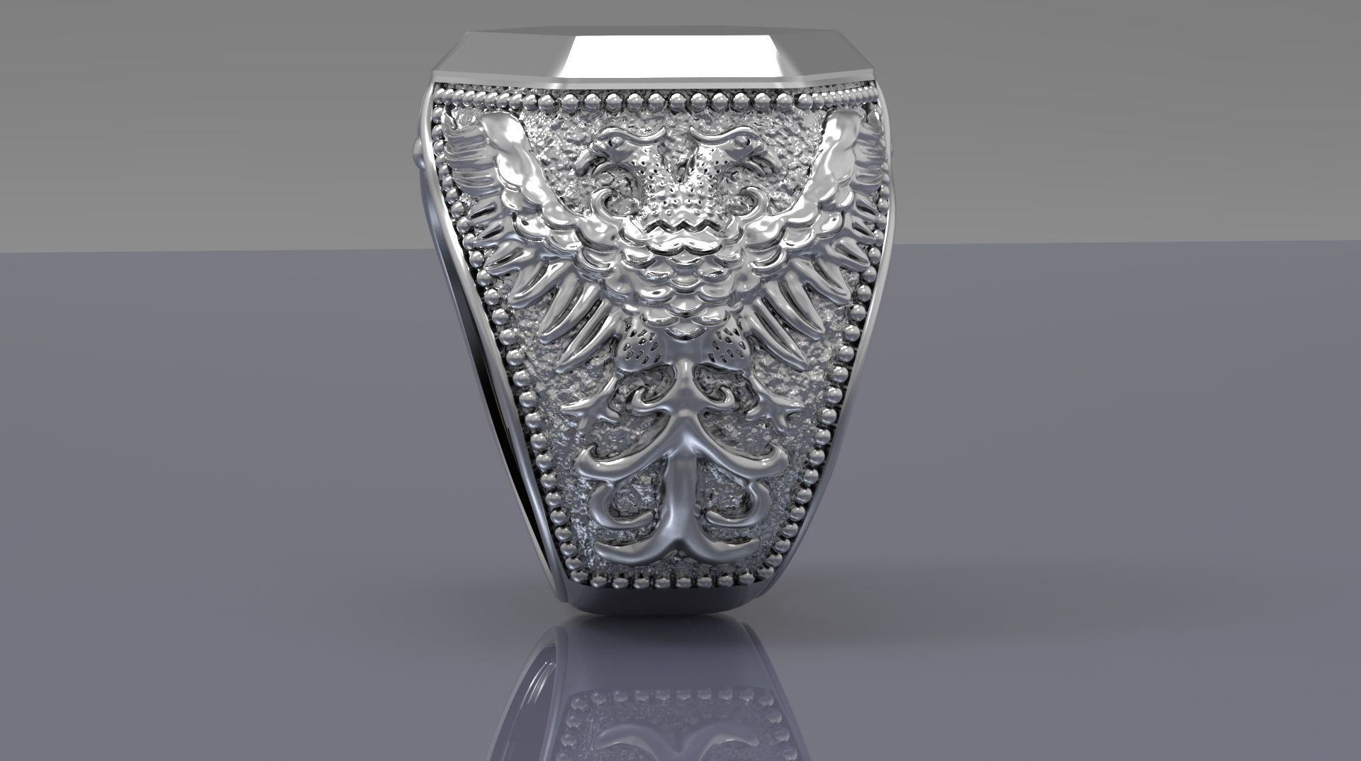 MEN RING WITH EAGLE AND CROSS 3D print model_8