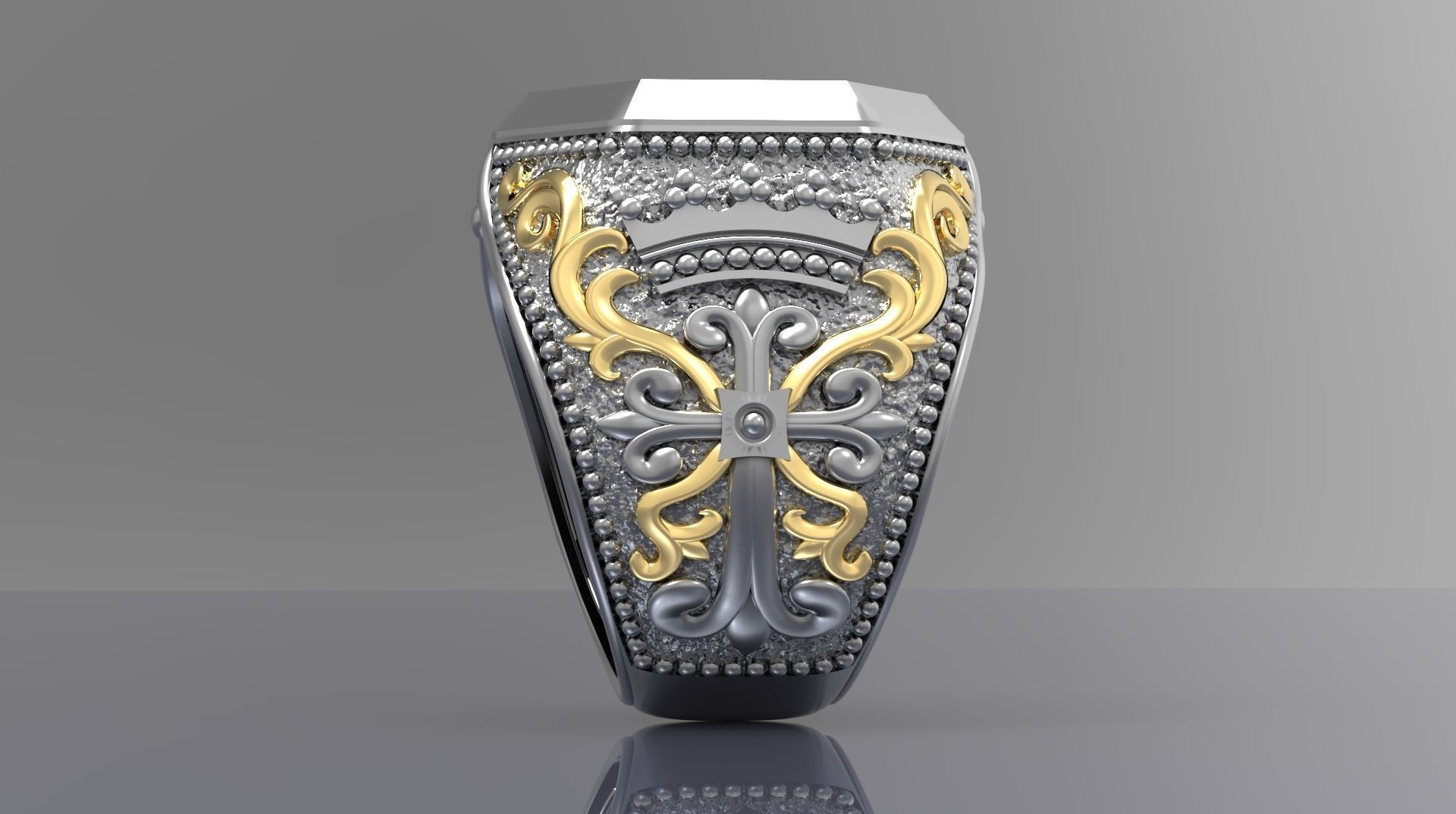MEN RING WITH EAGLE AND CROSS 3D print model_7
