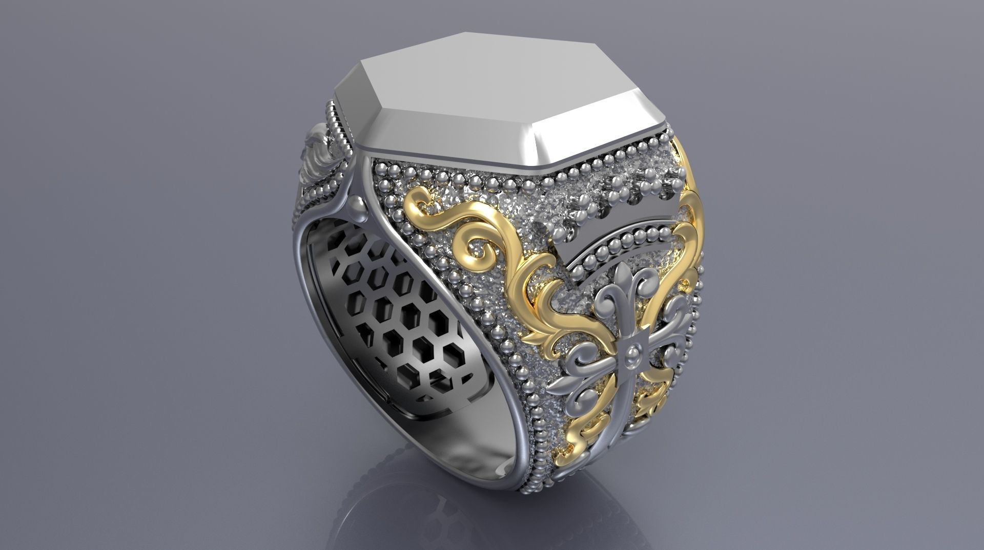 MEN RING WITH EAGLE AND CROSS 3D print model_6