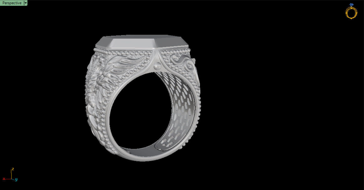 MEN RING WITH EAGLE AND CROSS 3D print model_19