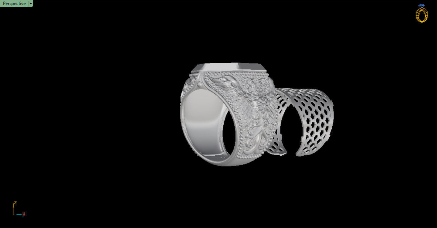 MEN RING WITH EAGLE AND CROSS 3D print model_34