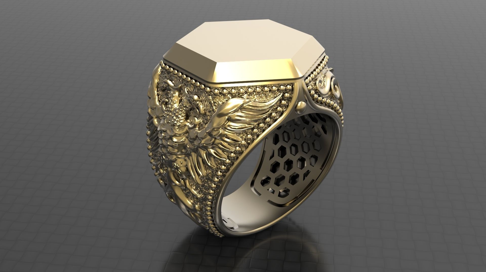 MEN RING WITH EAGLE AND CROSS 3D print model_2