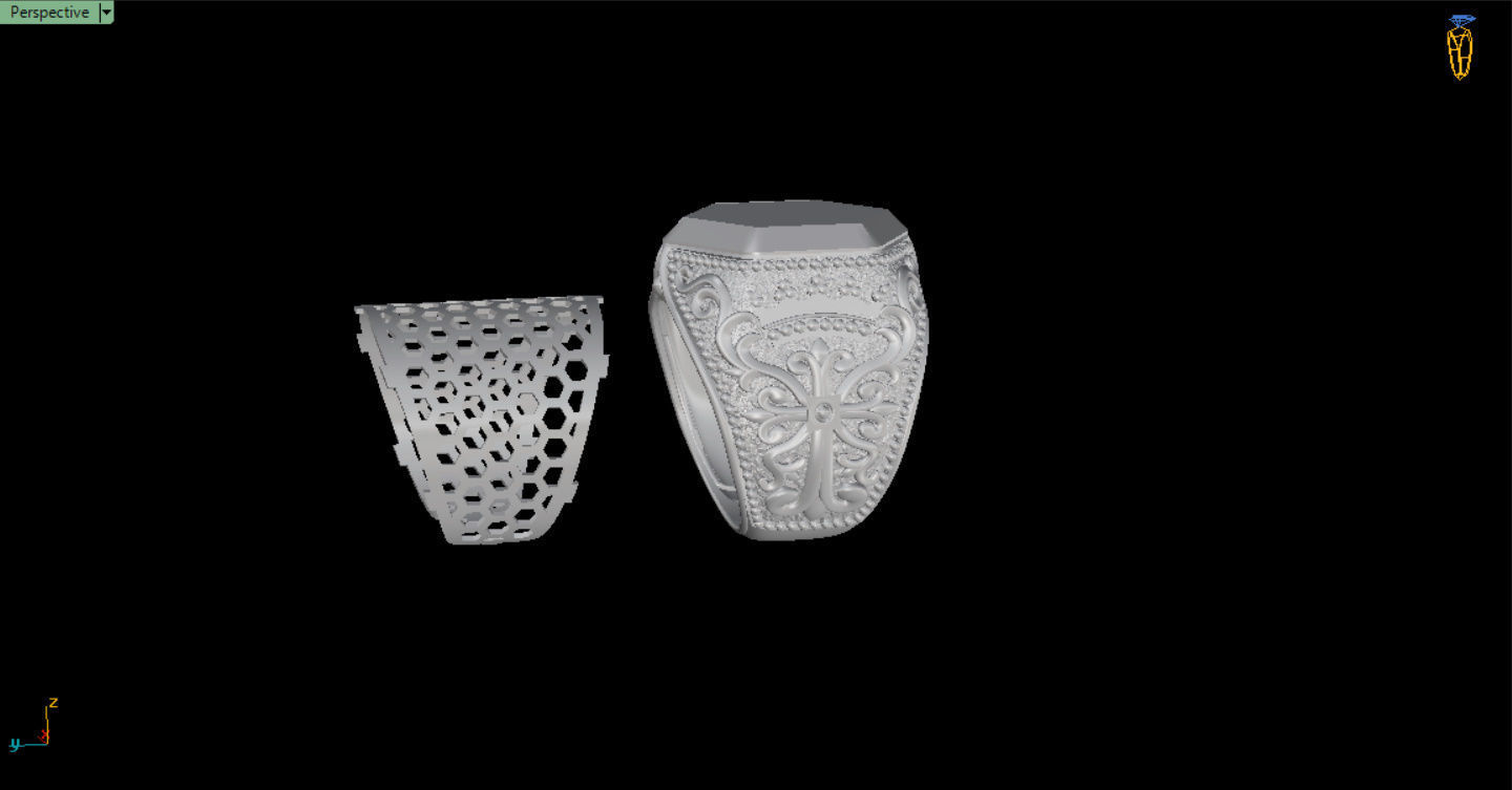 MEN RING WITH EAGLE AND CROSS 3D print model_32