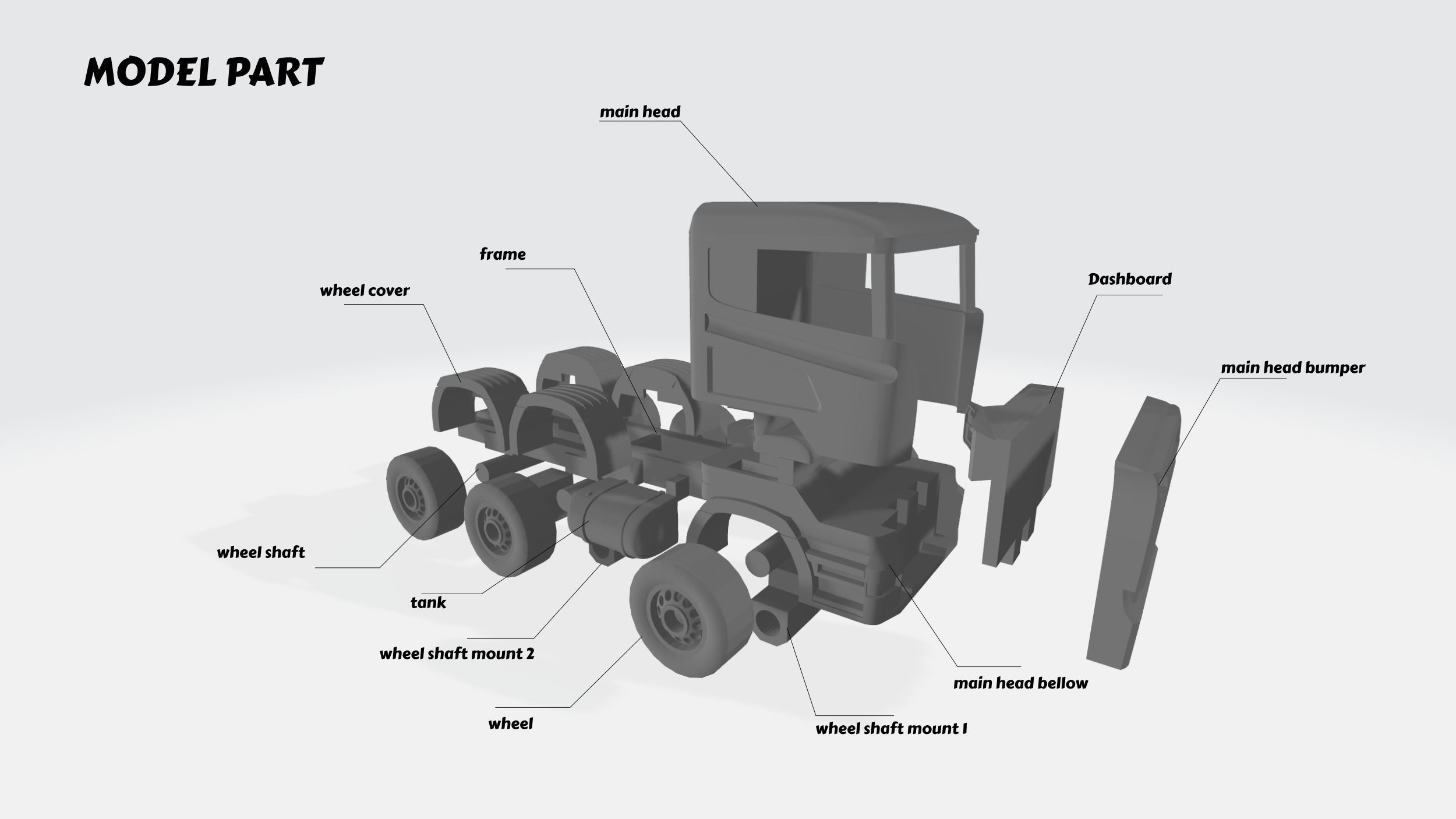 truck miniature 3D print model_3