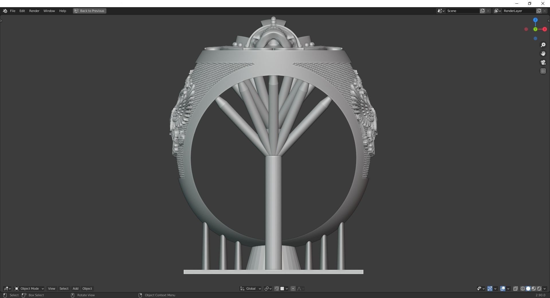 Skeleton King Ring 3D print model_3