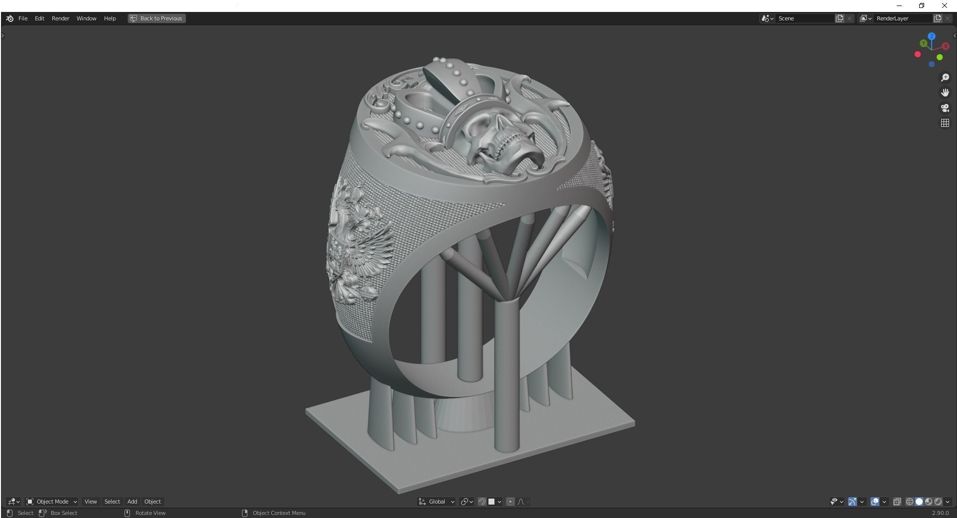Skeleton King Ring 3D print model_2
