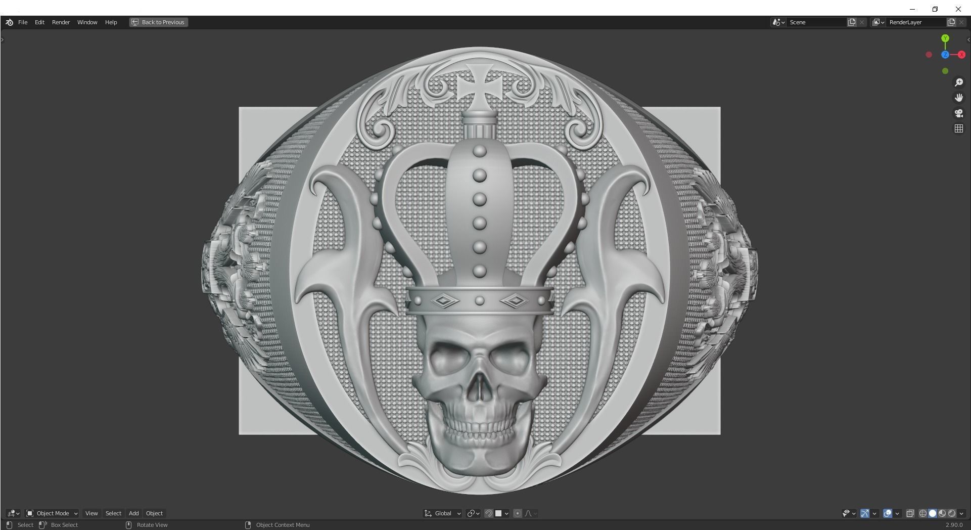 Skeleton King Ring 3D print model_6