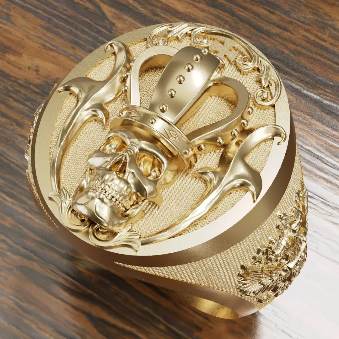 Skeleton King Ring 3D print model_0