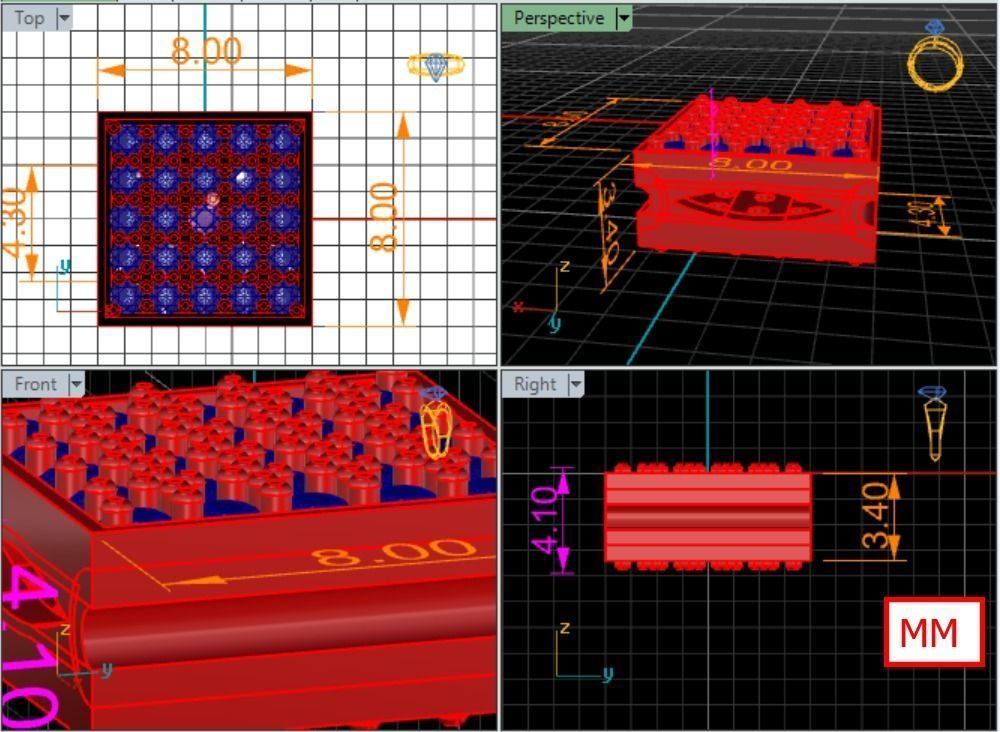 Pendant slider with stones double sided 3D print model_1