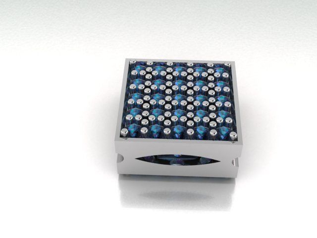 Pendant slider with stones double sided 3D print model_2