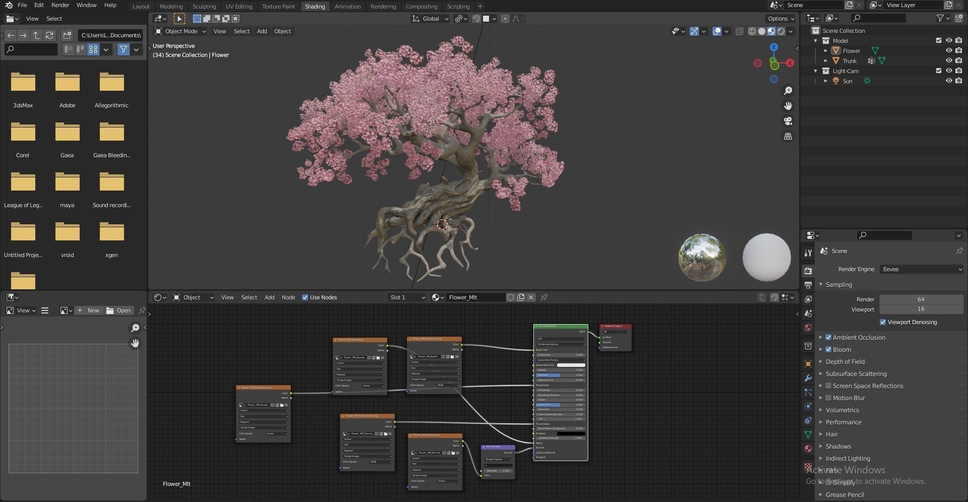 Ancient cherry blossoms or Sakura or Prunus Cerasus Low-poly 3D model_15