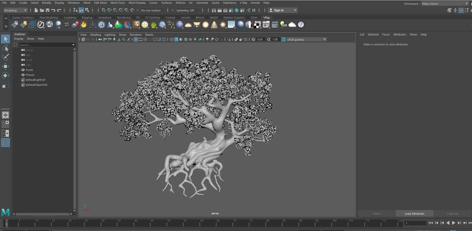 Ancient cherry blossoms or Sakura or Prunus Cerasus Low-poly 3D model_17