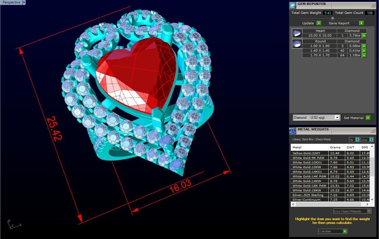 Gemstone rings - Heart stone ring - Diamond rings 3D print model_9