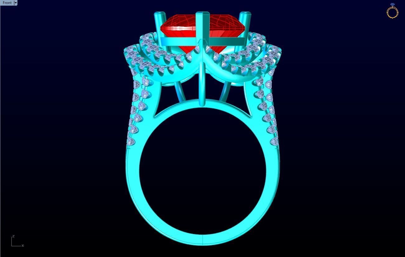Gemstone rings - Heart stone ring - Diamond rings 3D print model_14