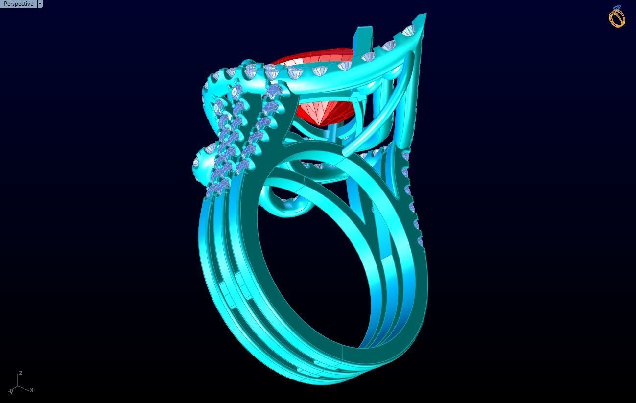 Gemstone rings - Heart stone ring - Diamond rings 3D print model_10