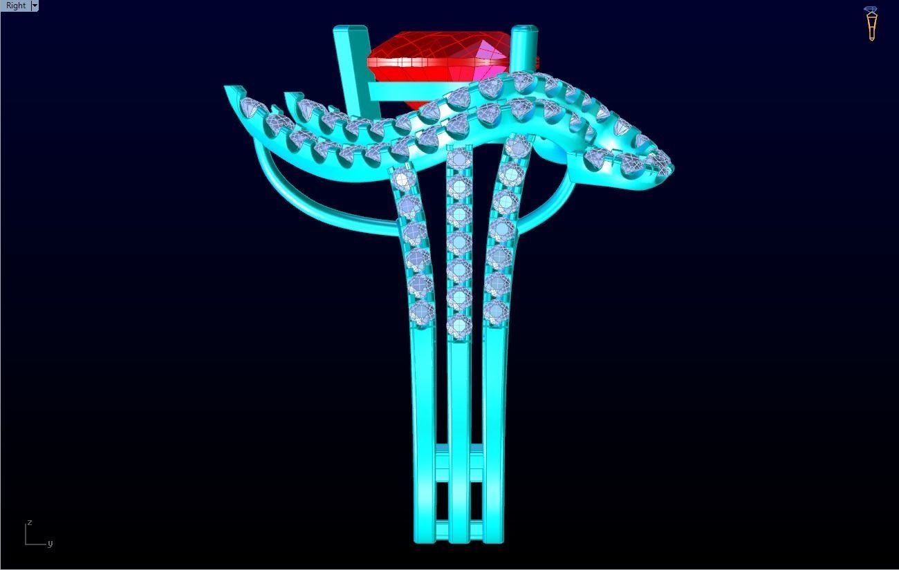 Gemstone rings - Heart stone ring - Diamond rings 3D print model_13