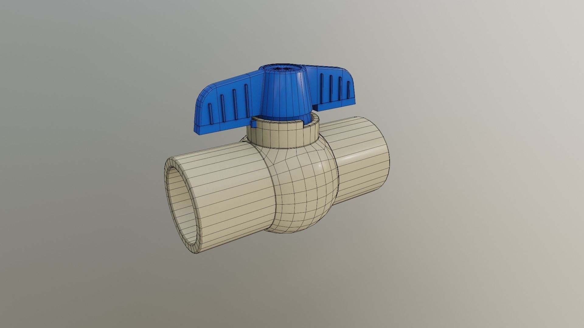 Plastic Ball Valve Low-poly 3D model_3