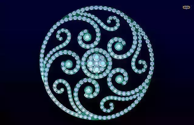 Brooch circular design with diamonds