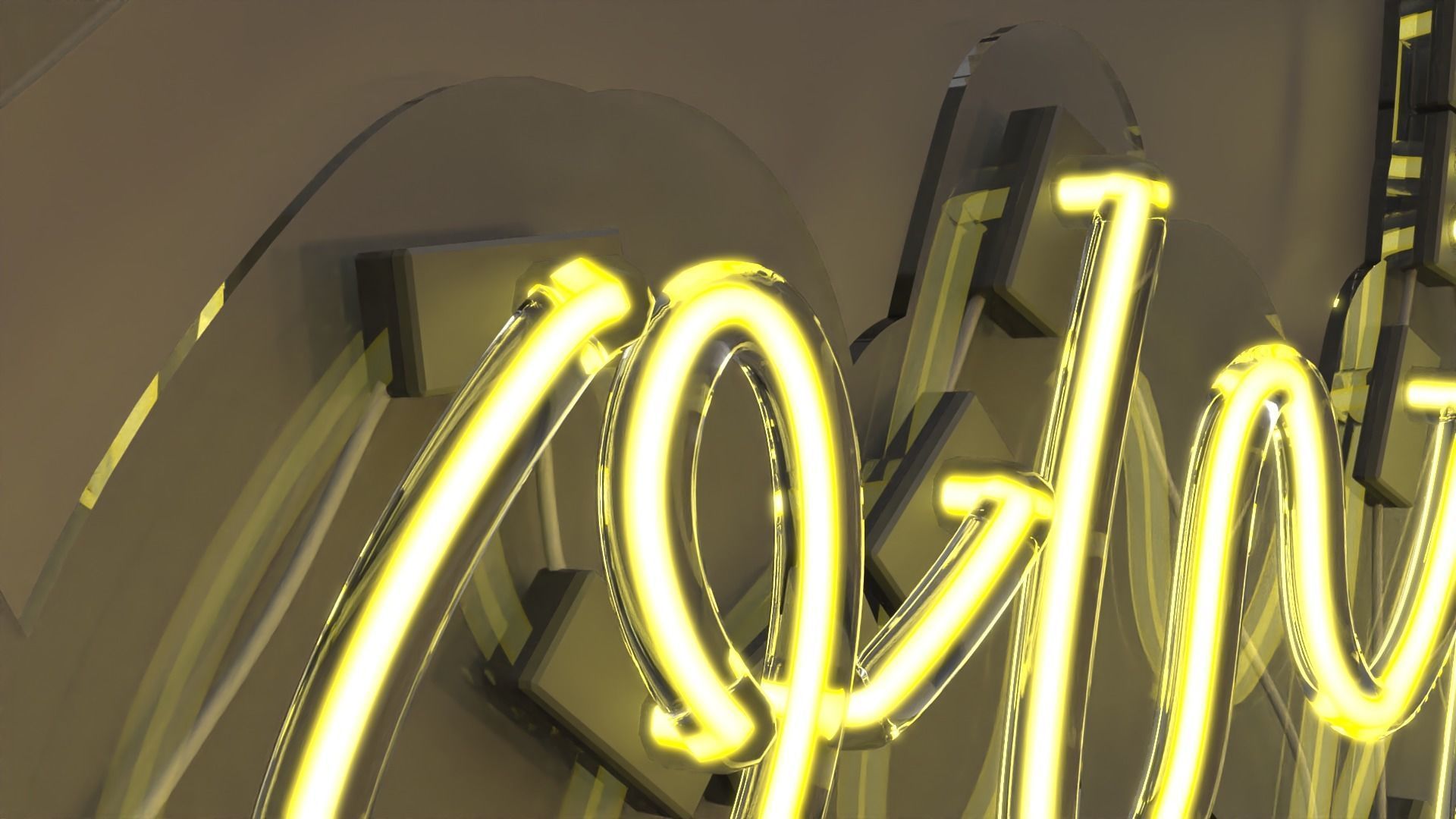 Bonjour - Neon Sign 3D model_5