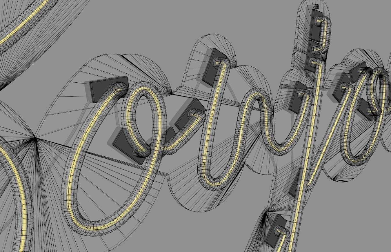 Bonjour - Neon Sign 3D model_8