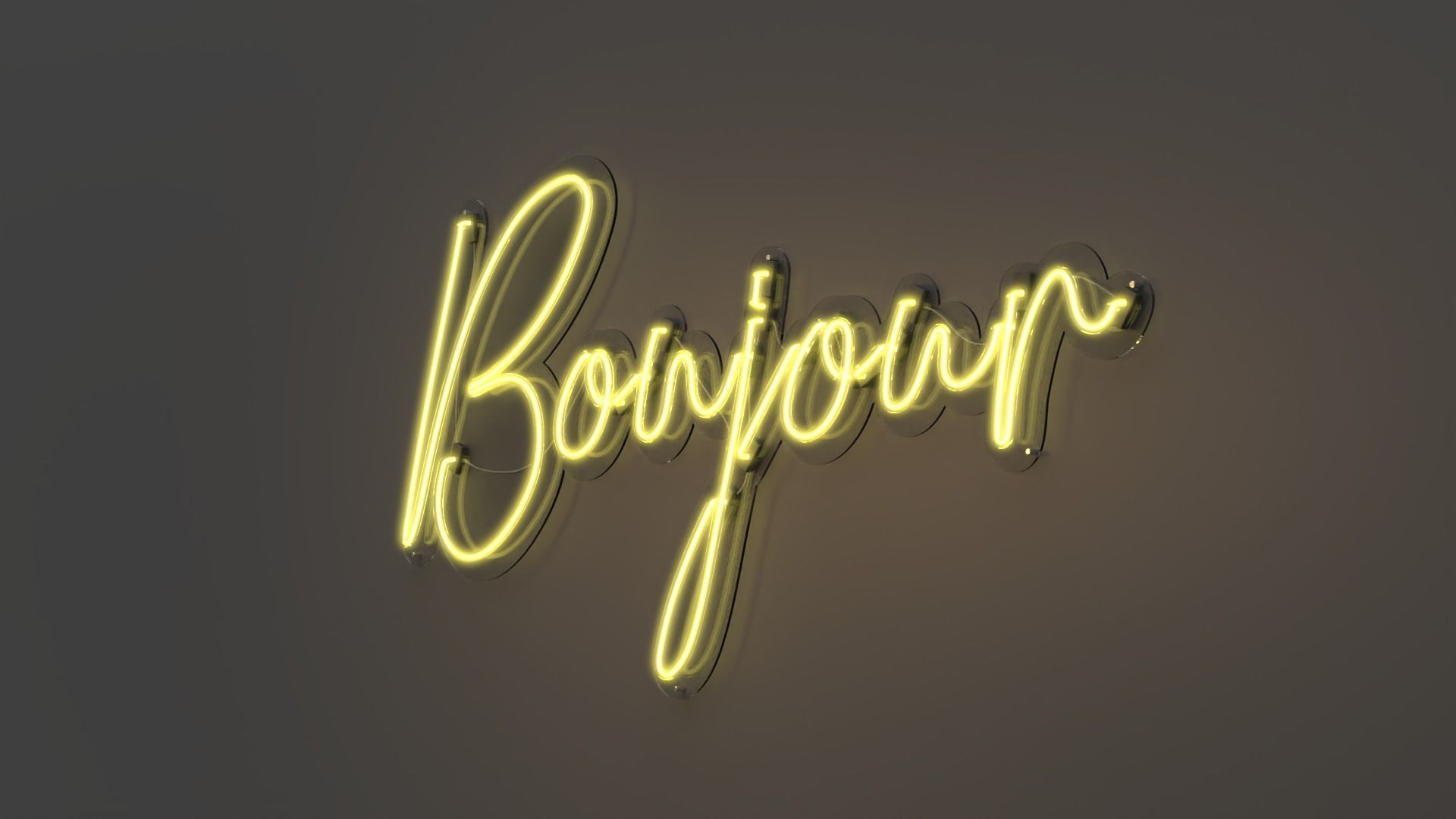 Bonjour - Neon Sign 3D model_3