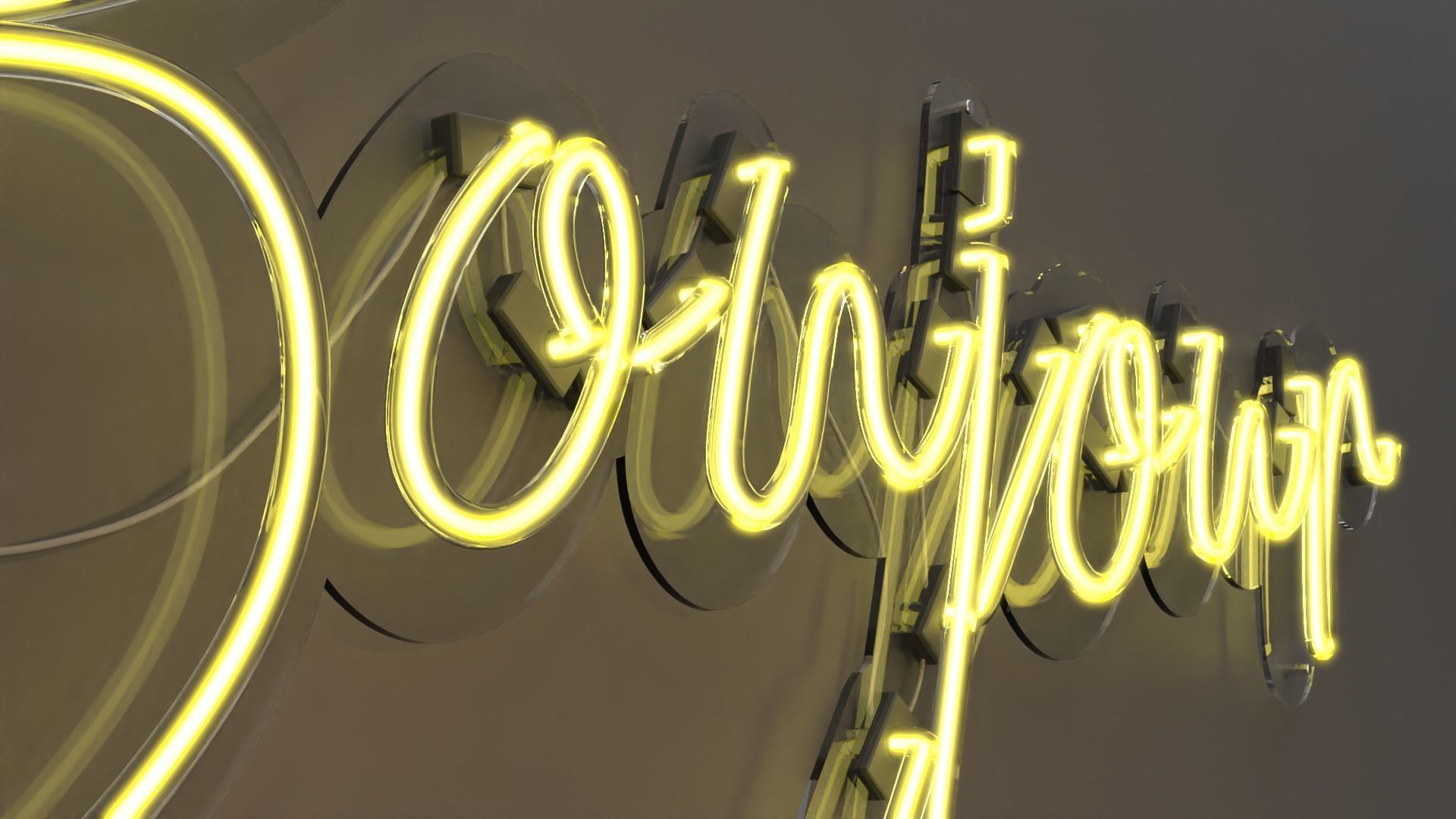 Bonjour - Neon Sign 3D model_1