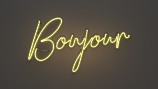 Bonjour - Neon Sign 3D model