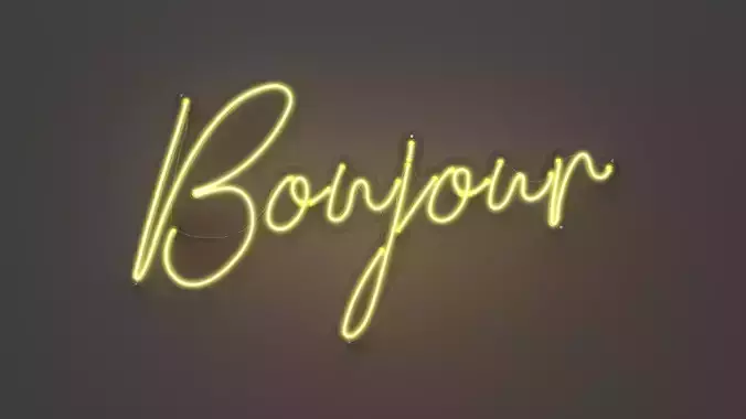 Bonjour - Neon Sign 3D model
