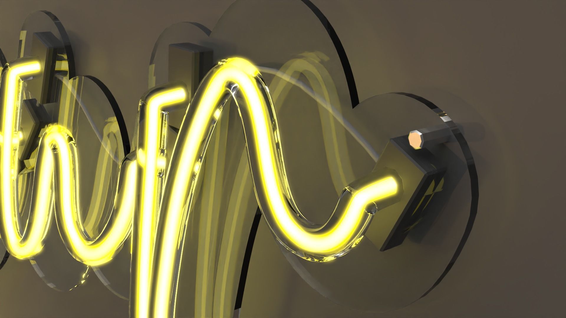 Bonjour - Neon Sign 3D model_2