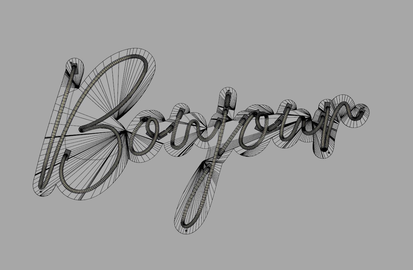 Bonjour - Neon Sign 3D model_6