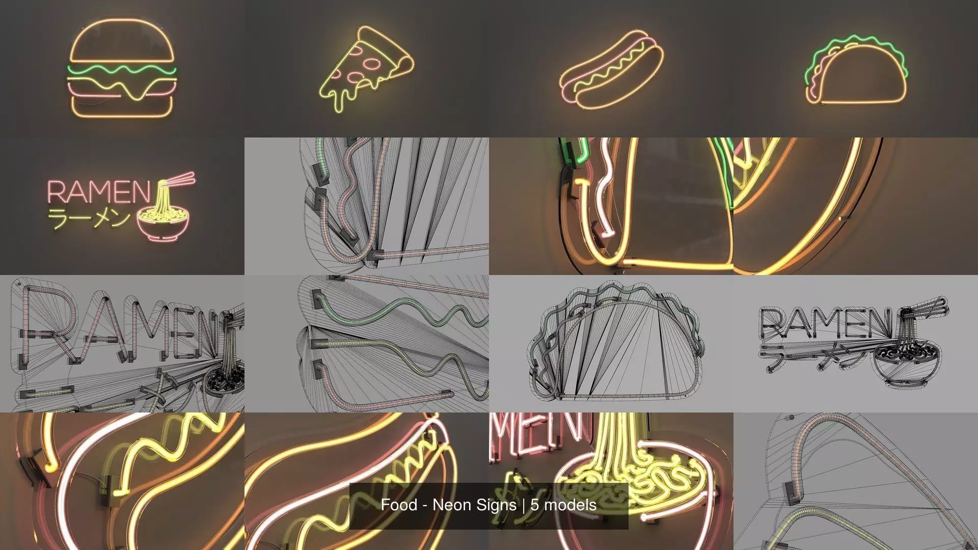 Food - Neon Signs 3D Model Collection_0