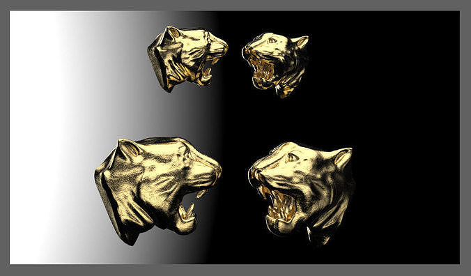 Panther Head Pendant Studs 3D print model