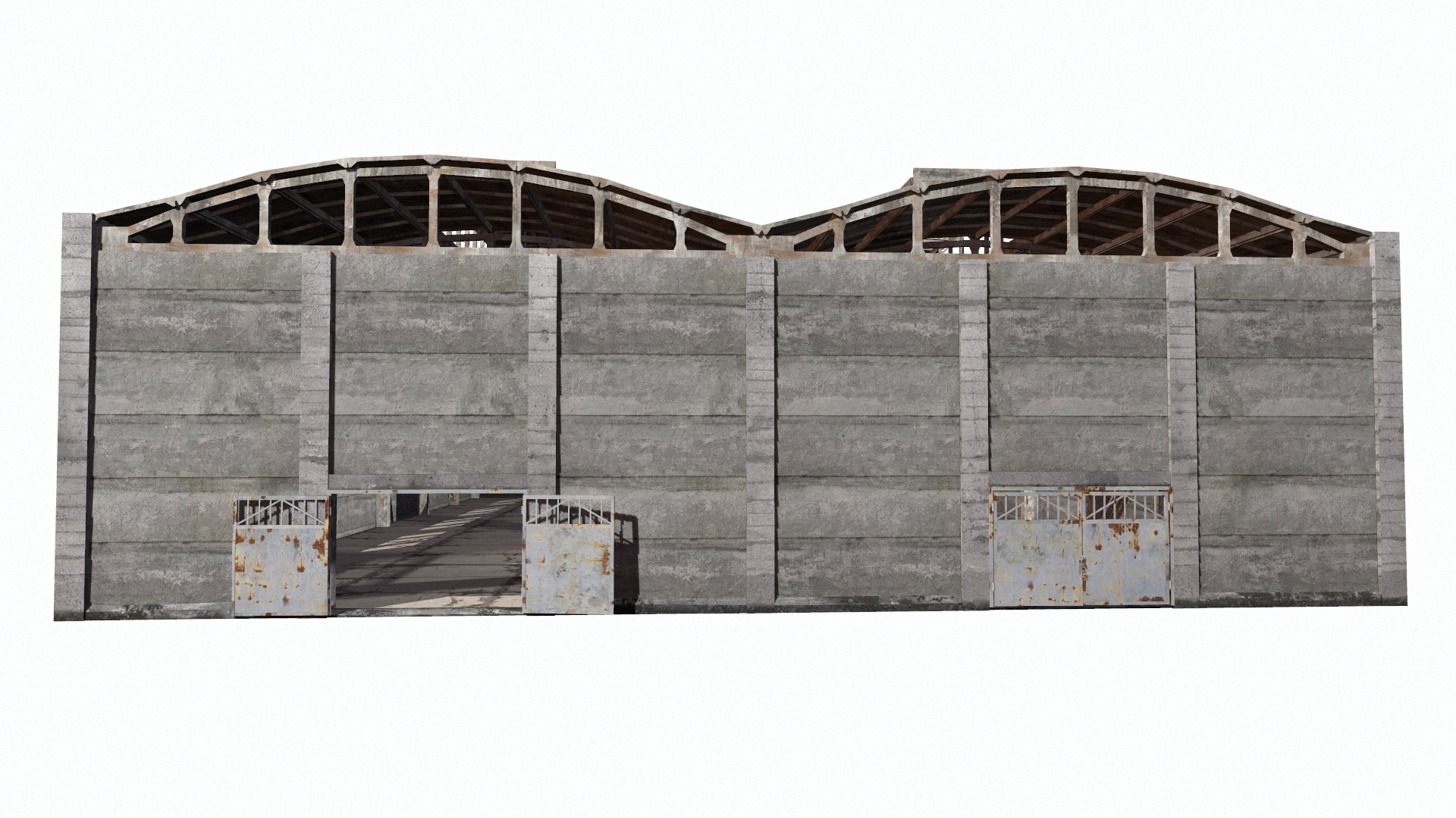 hangar empty warehouse Low-poly 3D model_8