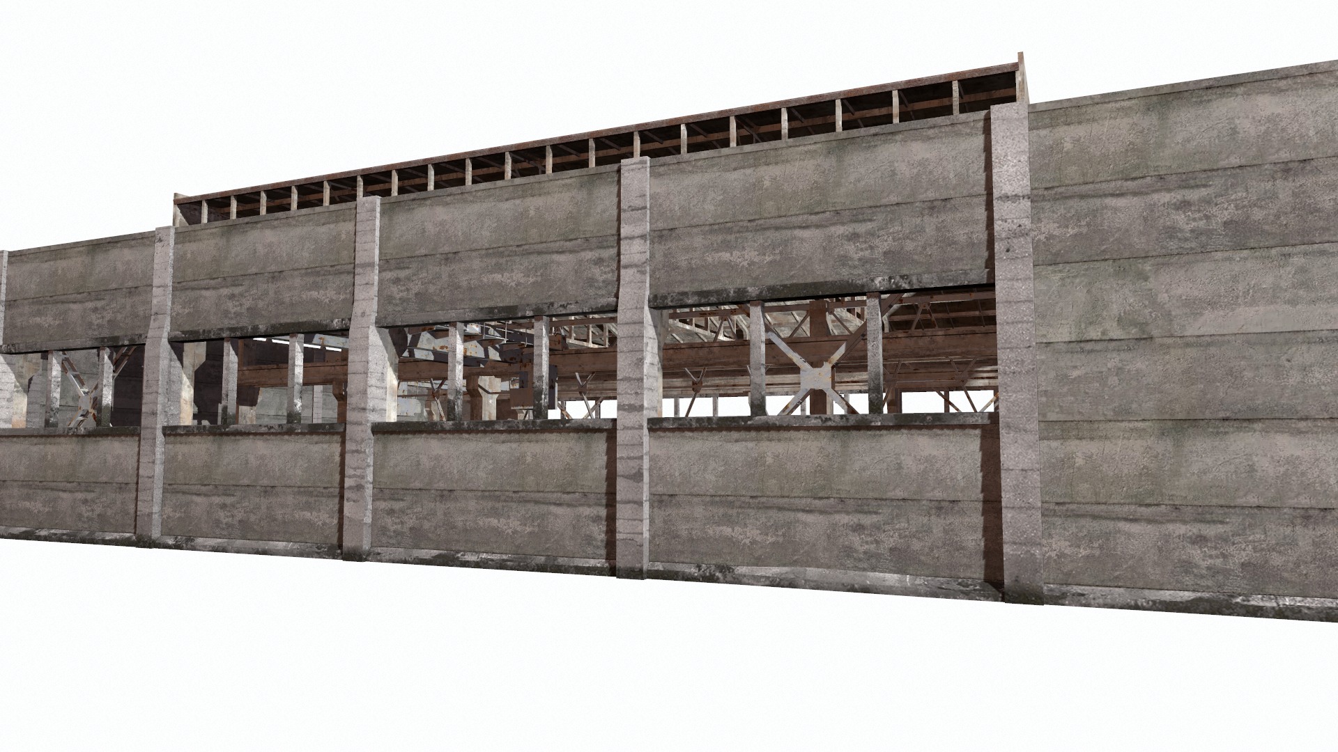 hangar empty warehouse Low-poly 3D model_5