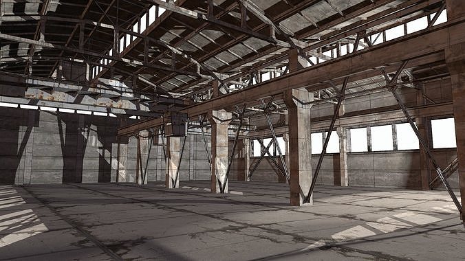 hangar empty warehouse Low-poly 3D model 3