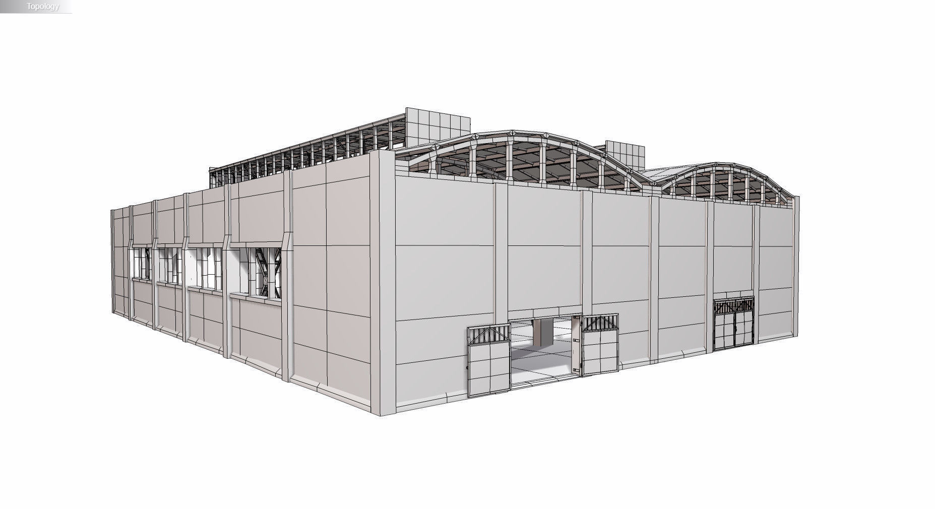hangar empty warehouse Low-poly 3D model_9