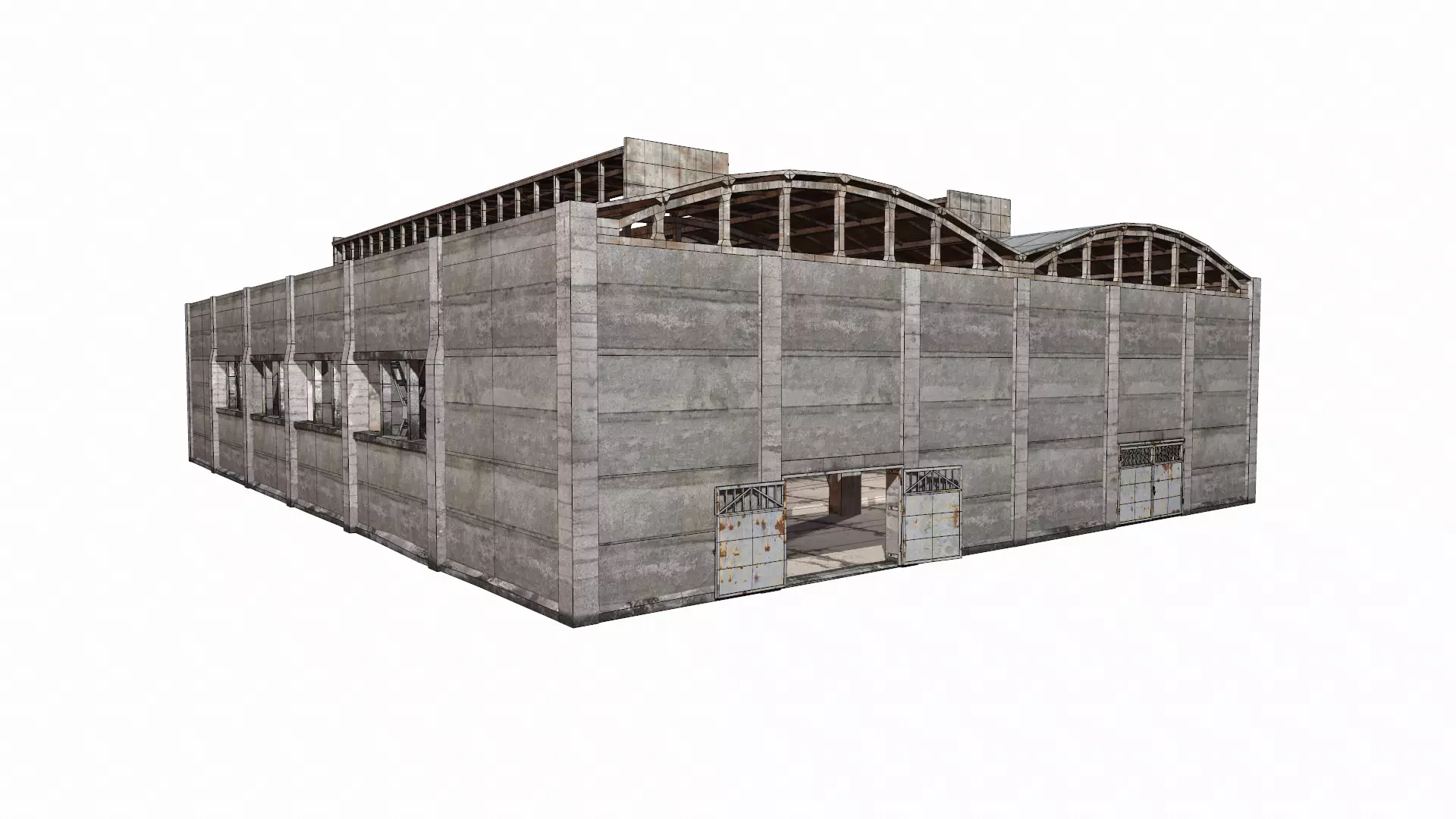 hangar empty warehouse Low-poly 3D model_0