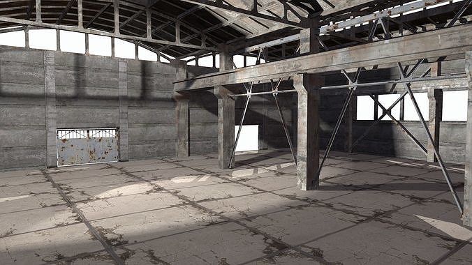 hangar empty warehouse Low-poly 3D model 4