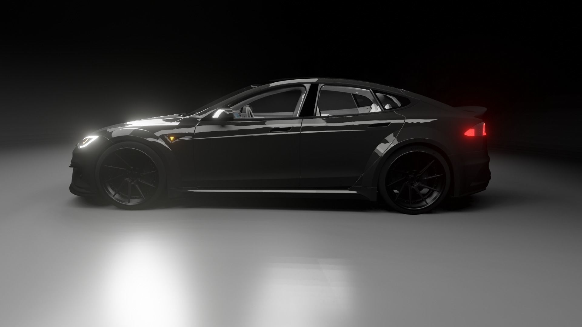 tesla model s 3d modal  Low-poly 3D model_4