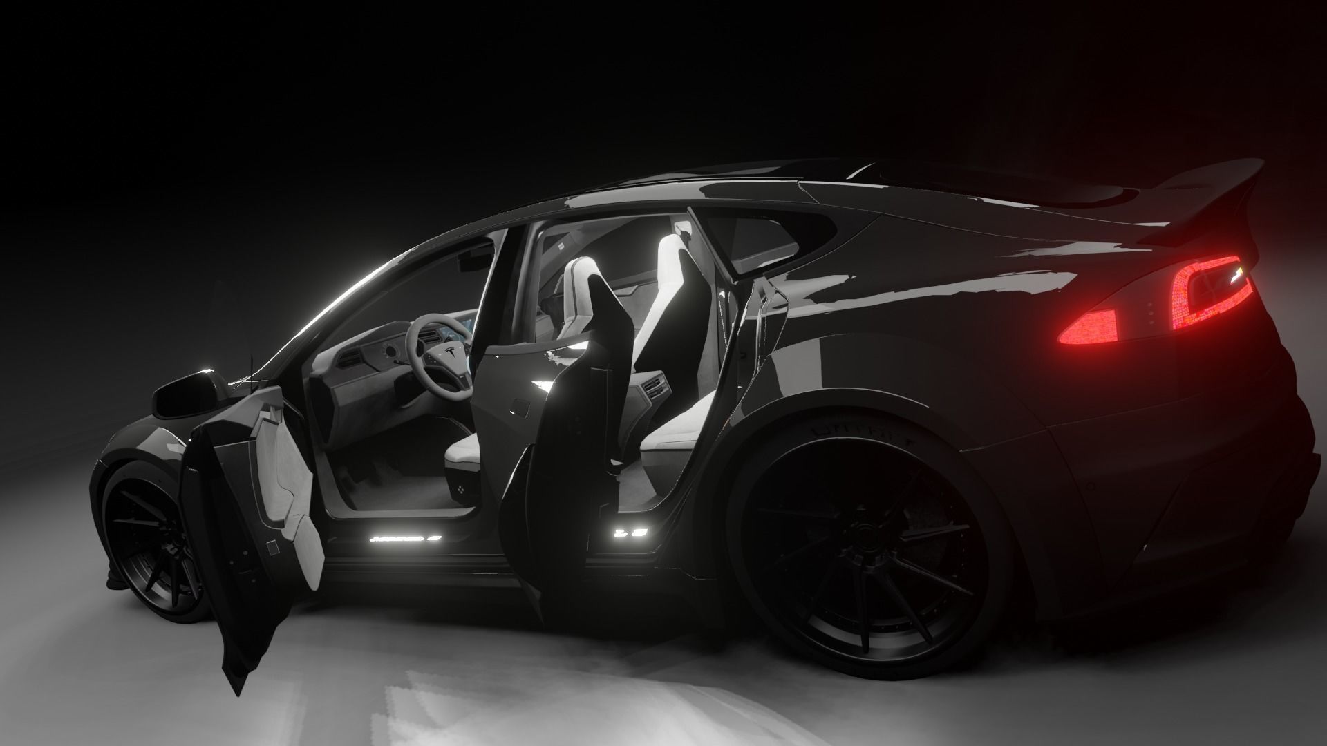 tesla model s 3d modal  Low-poly 3D model_2