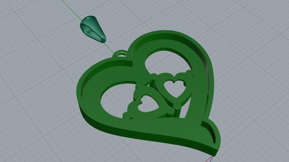 Pendant with heart stones 991 3D print model_9