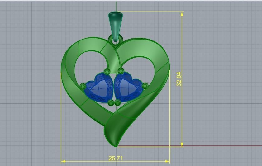 Pendant with heart stones 991 3D print model_5
