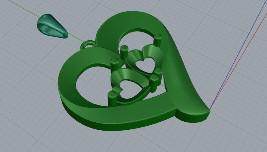 Pendant with heart stones 991 3D print model_8