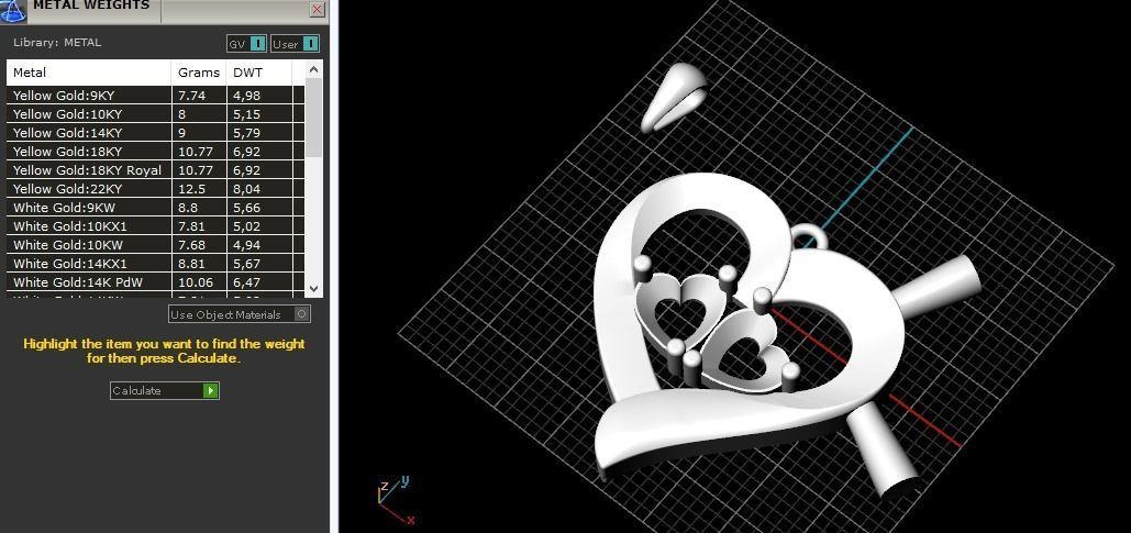 Pendant with heart stones 991 3D print model_3